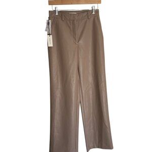 NWT Babaton Vegan Leather Agency Pants in Warm Taupe 4